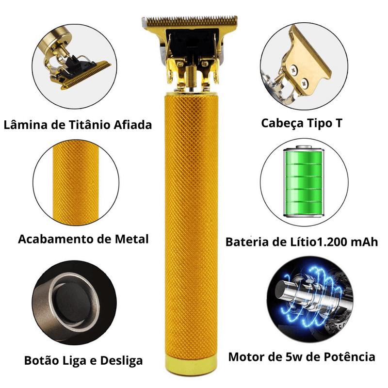 Máquina de Cortar Cabelo T9 ProHair Carregador USB