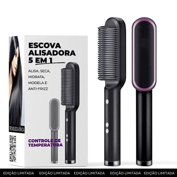Escova Alisadora 5 em 1 - Alisa, Seca, Hidrata, Modela e Anti-Frizz - 220v